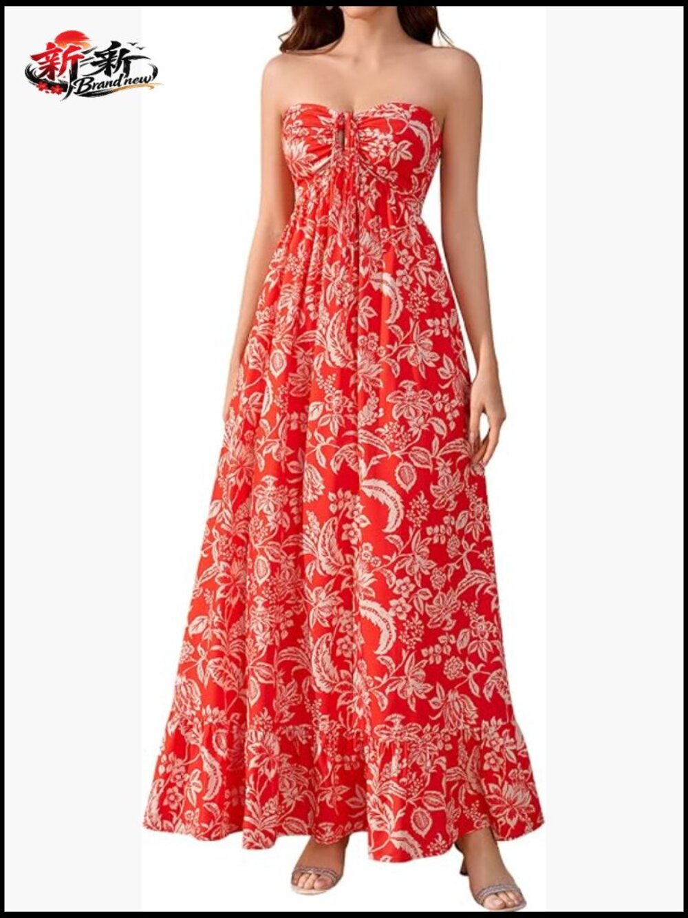 Floral Strapless Halter Boho Beach Maxi Dress Summer